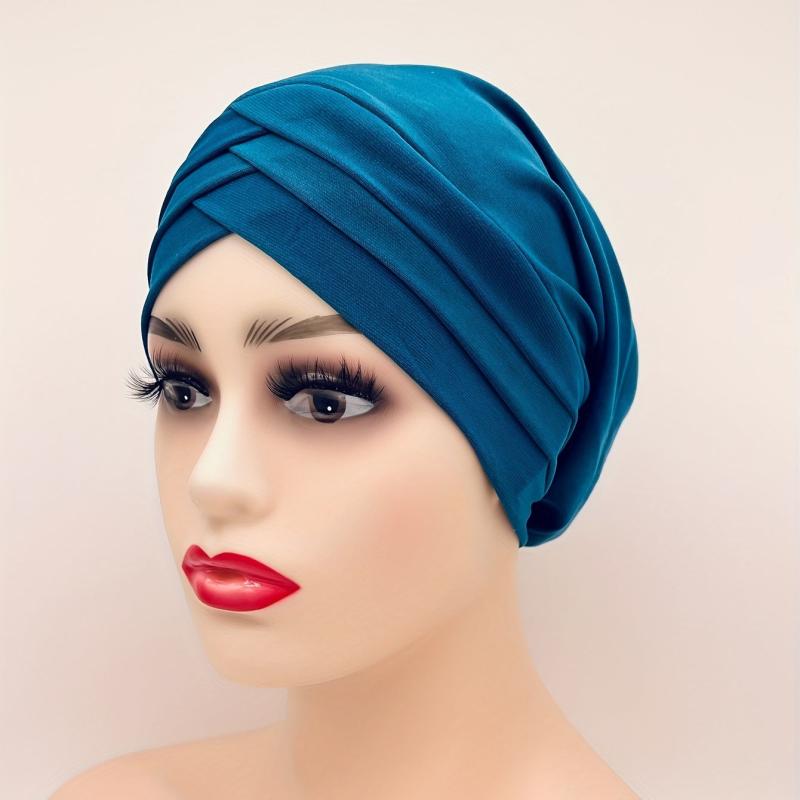 Three Layer Cross Turban Cap Solid Casual Head Wrap Bonnet