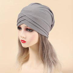 Three Layer Cross Turban Cap Solid Casual Head Wrap Bonnet