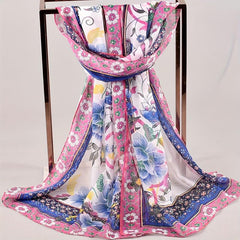 Boho Floral Print Chiffon Scarf Vintage Classic Thin Shawl