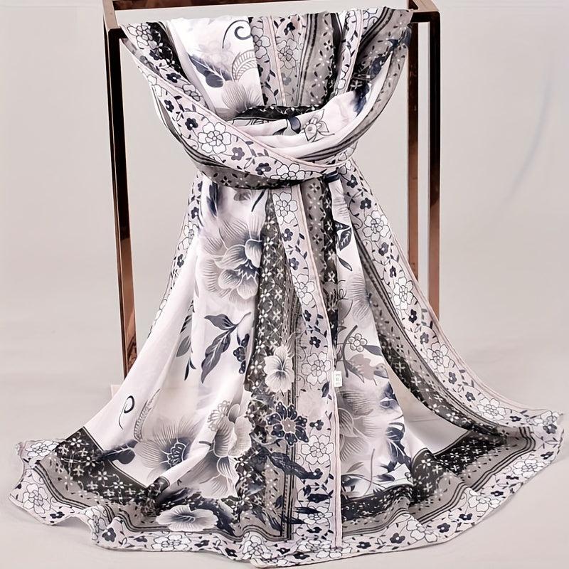 Boho Floral Print Chiffon Scarf Vintage Classic Thin Shawl