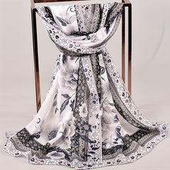 Boho Floral Print Chiffon Scarf Vintage Classic Thin Shawl