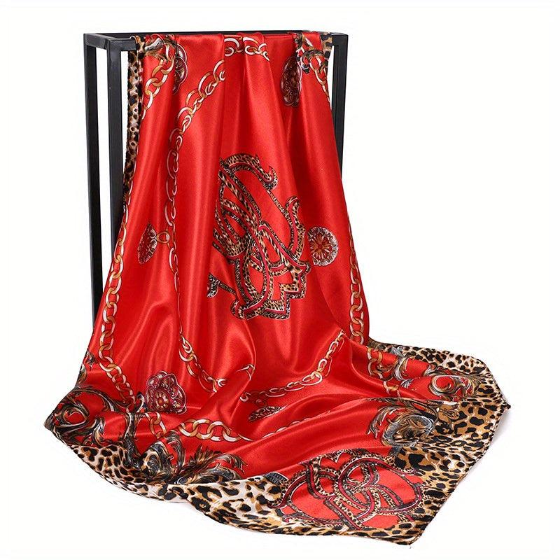 Leopard Chain Print Bandana Classic Satin Square Scarf