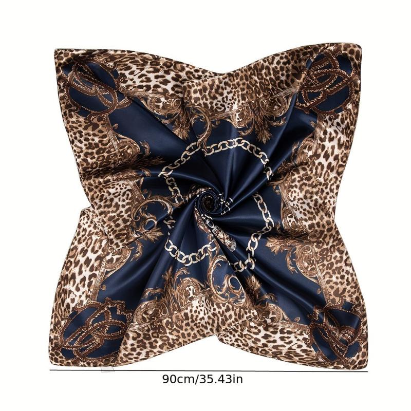Leopard Chain Print Bandana Classic Satin Square Scarf
