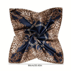 Leopard Chain Print Bandana Classic Satin Square Scarf