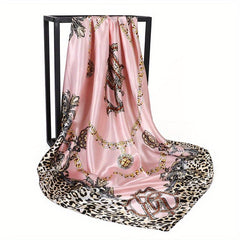 Leopard Chain Print Bandana Classic Satin Square Scarf