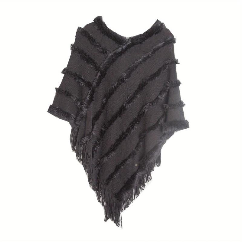 Vintage Tassel Warm Cape Classic Cloak Windproof Shawl