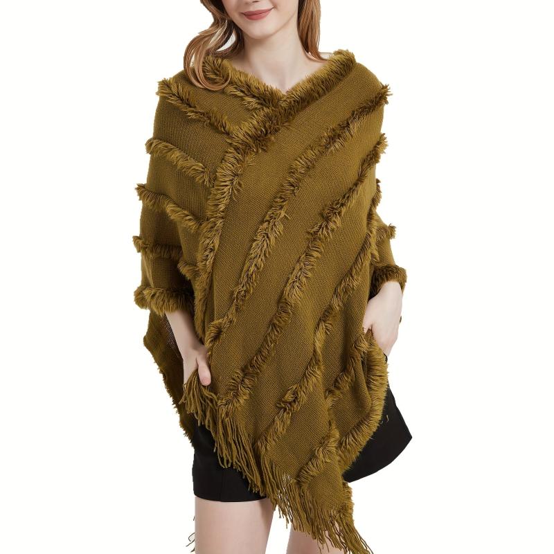 Vintage Tassel Warm Cape Classic Cloak Windproof Shawl