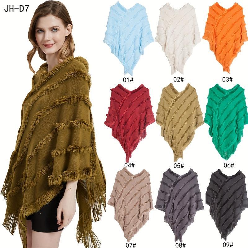 Vintage Tassel Warm Cape Classic Cloak Windproof Shawl