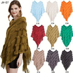 Vintage Tassel Warm Cape Classic Cloak Windproof Shawl