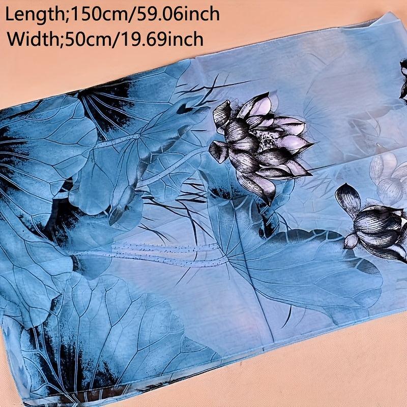 Lotus Tie Dye Print Chiffon Scarf Vintage Gradient Thin Shawl