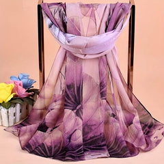 Lotus Tie Dye Print Chiffon Scarf Vintage Gradient Thin Shawl