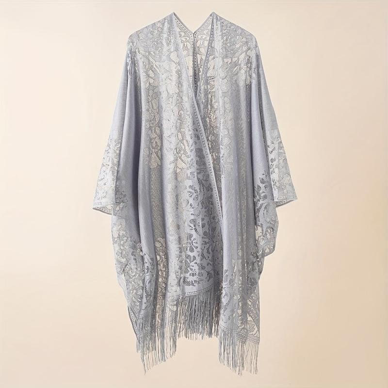 Solid Lace Cardigan Sunproof Shawl Casual Beach Cape