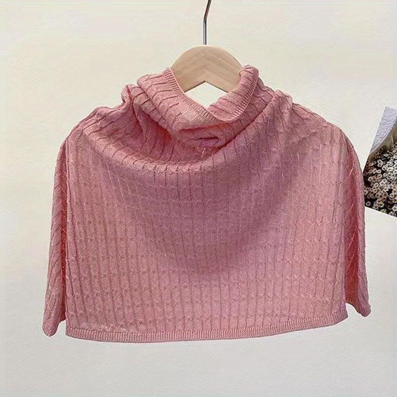 Ribbed Knitted Shawl Solid Thin Breathable Neck Gaiter Sunscreen Scarf