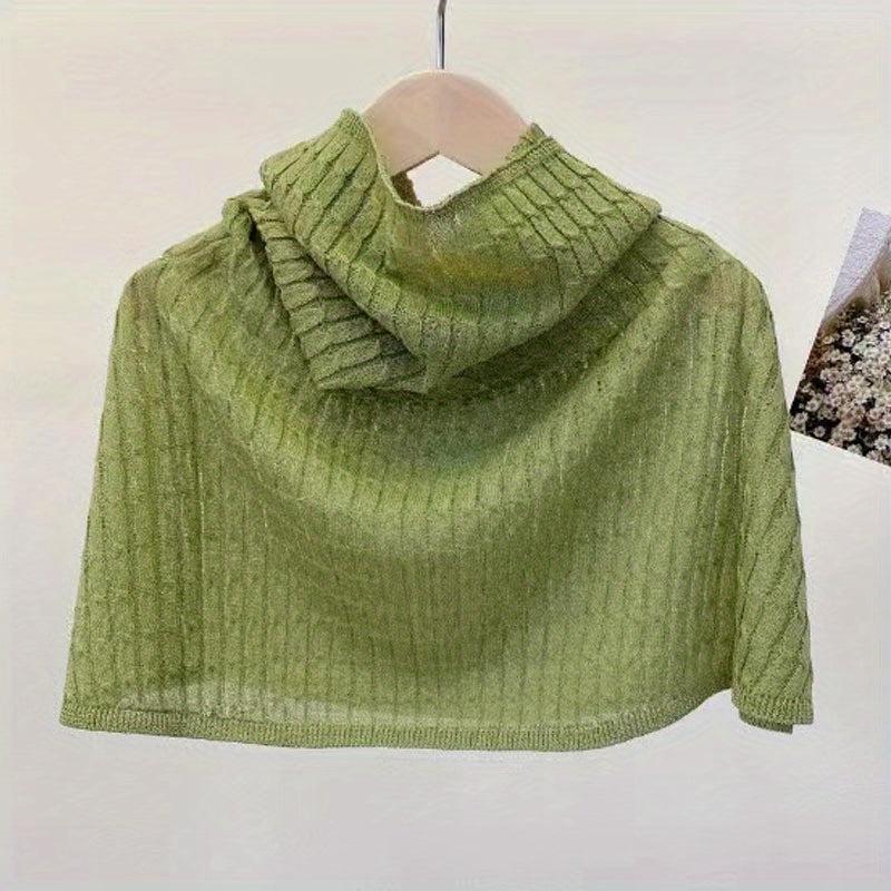 Ribbed Knitted Shawl Solid Thin Breathable Neck Gaiter Sunscreen Scarf