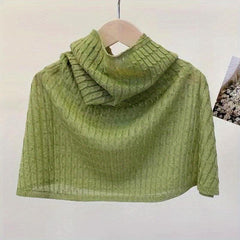 Ribbed Knitted Shawl Solid Thin Breathable Neck Gaiter Sunscreen Scarf