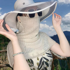 Ribbed Knitted Shawl Solid Thin Breathable Neck Gaiter Sunscreen Scarf