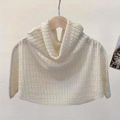 Ribbed Knitted Shawl Solid Thin Breathable Neck Gaiter Sunscreen Scarf