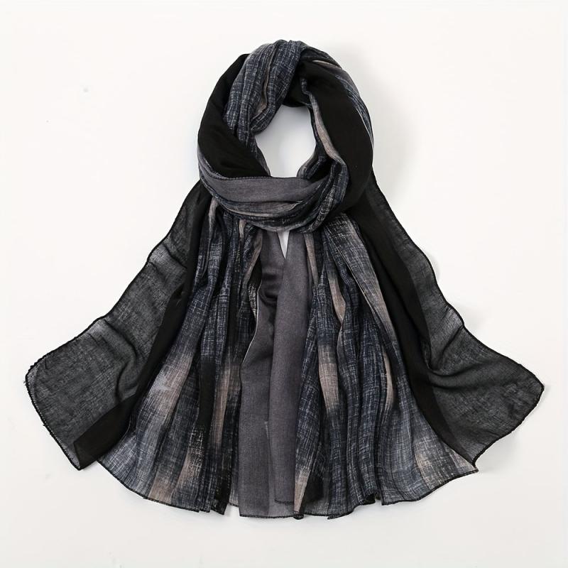 Vintage Gradient Scarf Casual Shawl Breathable Windproof Head Wrap