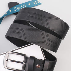 Men's Thread Alloy Needle Buckle PU Belt