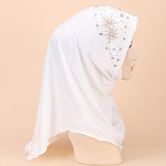 Faux Pearl Breathable Hijab Thin Bandana Stretchy Turban Hat