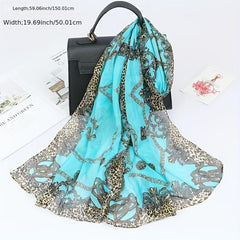 50*150cm Satin Leopard Bohemia Scarf Chain Print Shawl Sunscreen Head Wrap