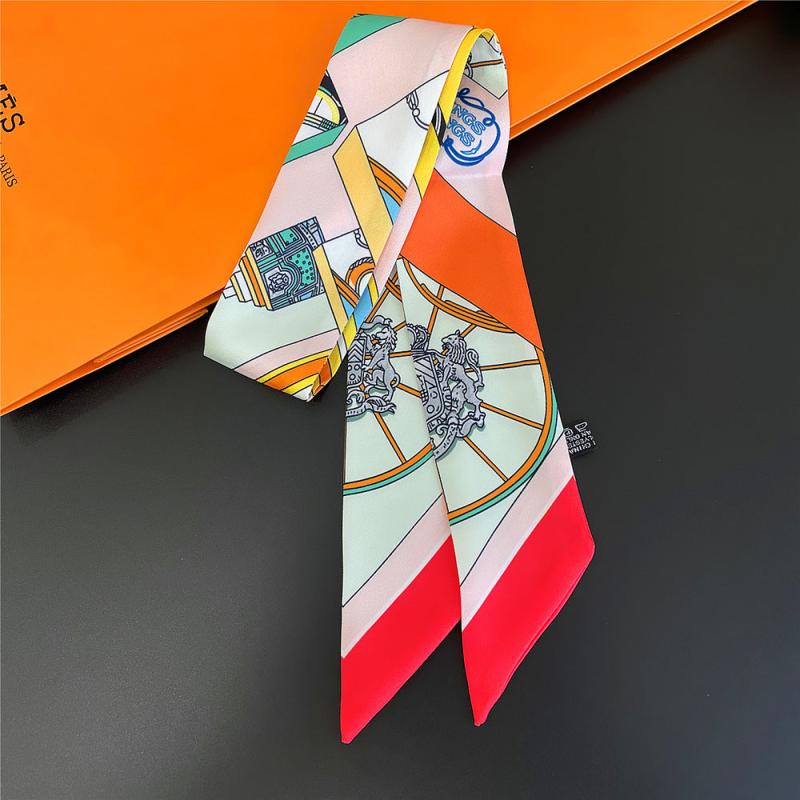 Vintage Print Skinny Scarf Classic Ribbon Neckerchief Twilly Scarf