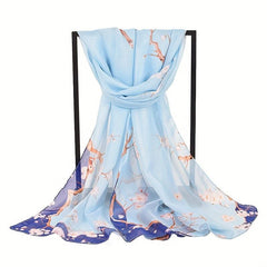 Floral Chiffon Scarf Sunscreen Wrap Beach Towel