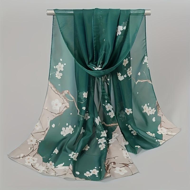 Floral Chiffon Scarf Sunscreen Wrap Beach Towel