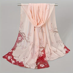 Floral Chiffon Scarf Sunscreen Wrap Beach Towel