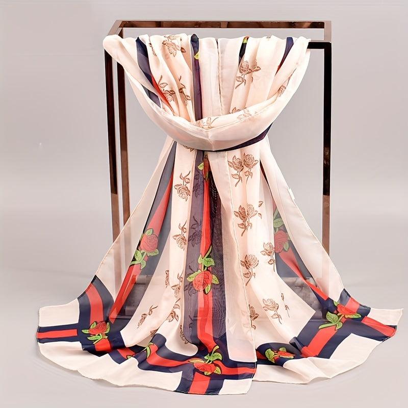 Floral Chiffon Scarf Sunscreen Wrap Beach Towel
