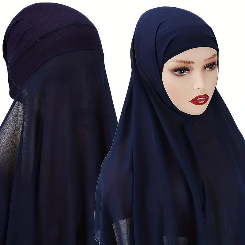 Solid Chiffon Hijab Soft Head Wrap Scarf Casual Turban Sunscreen Shawl