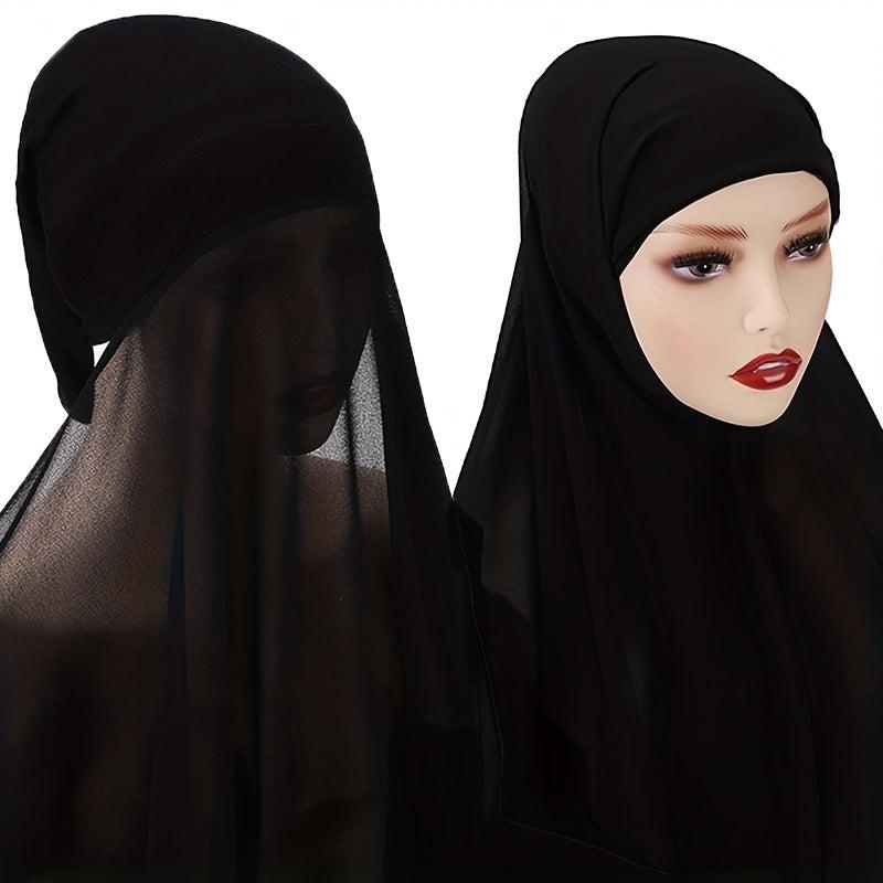 Solid Chiffon Hijab Soft Head Wrap Scarf Casual Turban Sunscreen Shawl