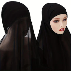 Solid Chiffon Hijab Soft Head Wrap Scarf Casual Turban Sunscreen Shawl