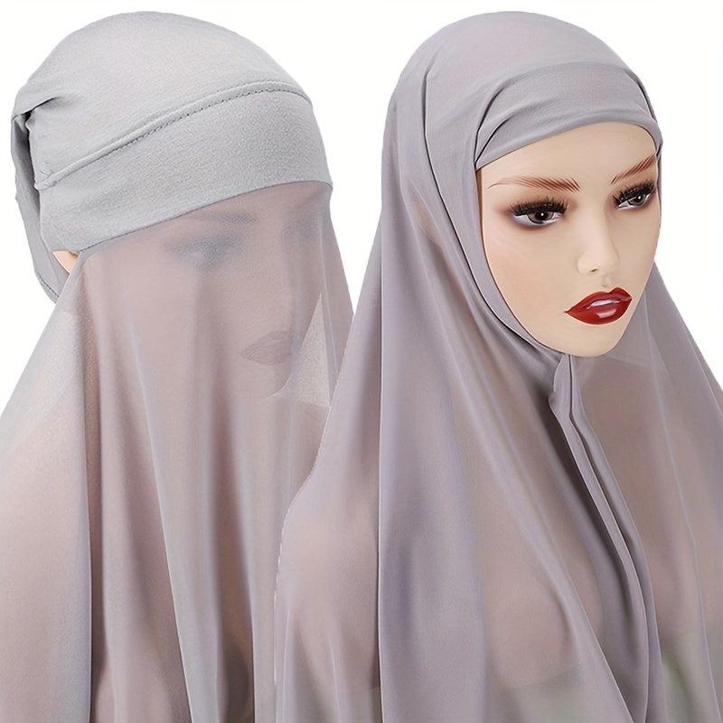 Solid Chiffon Hijab Soft Head Wrap Scarf Casual Turban Sunscreen Shawl