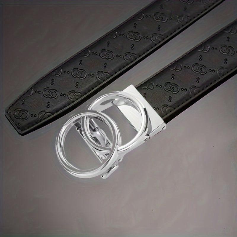 Men's Leather Belt Ratchet Buckle Adjustable Business Strap