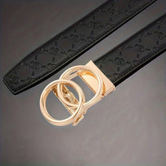 Men's Leather Belt Ratchet Buckle Adjustable Business Strap