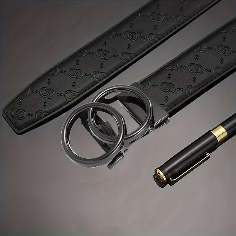 Men's Leather Belt Ratchet Buckle Adjustable Business Strap