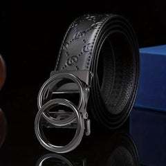Men's Leather Belt Ratchet Buckle Adjustable Business Strap