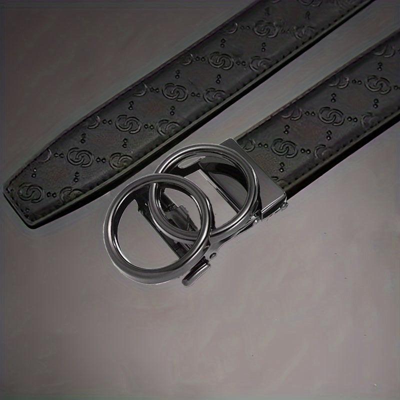 Men's Leather Belt Ratchet Buckle Adjustable Business Strap
