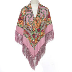 Vintage Tassel Square Scarf Boho Blanket Headscarf Windproof Shawl