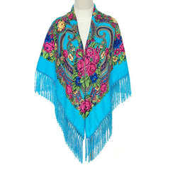 Vintage Tassel Square Scarf Boho Blanket Headscarf Windproof Shawl