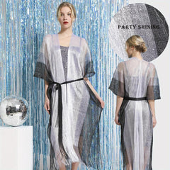 Sparkly Long Shawl Block Decorative Shawl Women Dress Wrap Cape