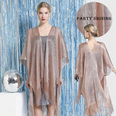 Sparkly Long Shawl Block Decorative Shawl Women Dress Wrap Cape