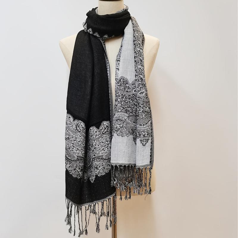 Large Tassel Scarf Jacquard Vintage Shawl Windproof Wrap