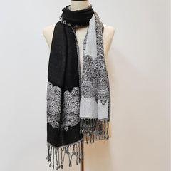 Large Tassel Scarf Jacquard Vintage Shawl Windproof Wrap
