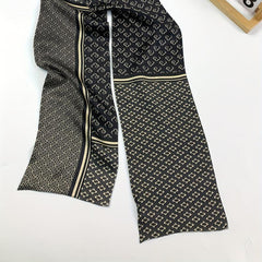 Y2K Geometric Print Silk Neckerchief Ribbon Scarf