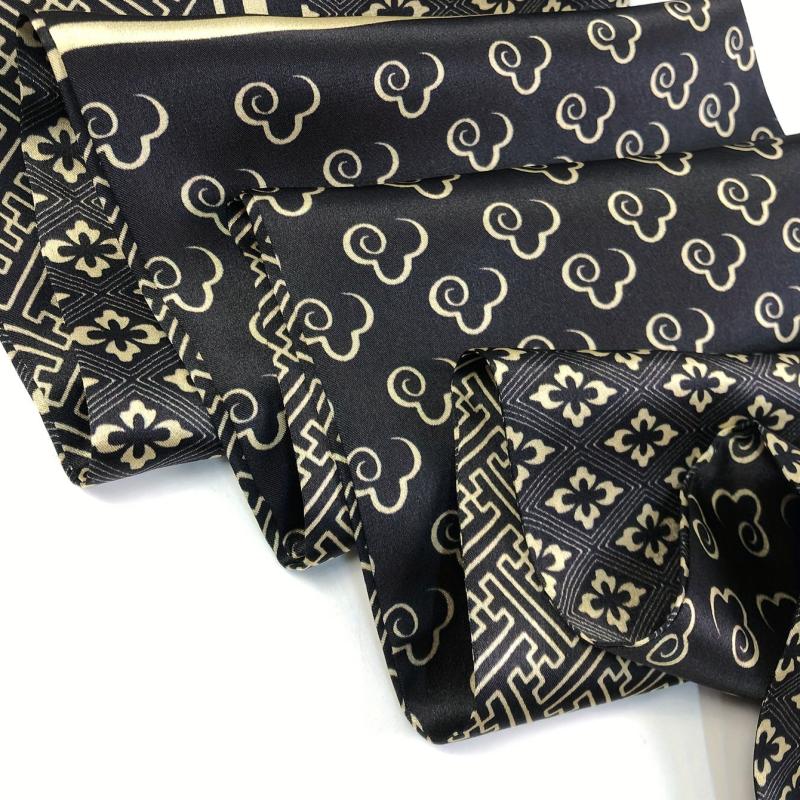 Y2K Geometric Print Silk Neckerchief Ribbon Scarf