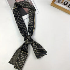 Y2K Geometric Print Silk Neckerchief Ribbon Scarf
