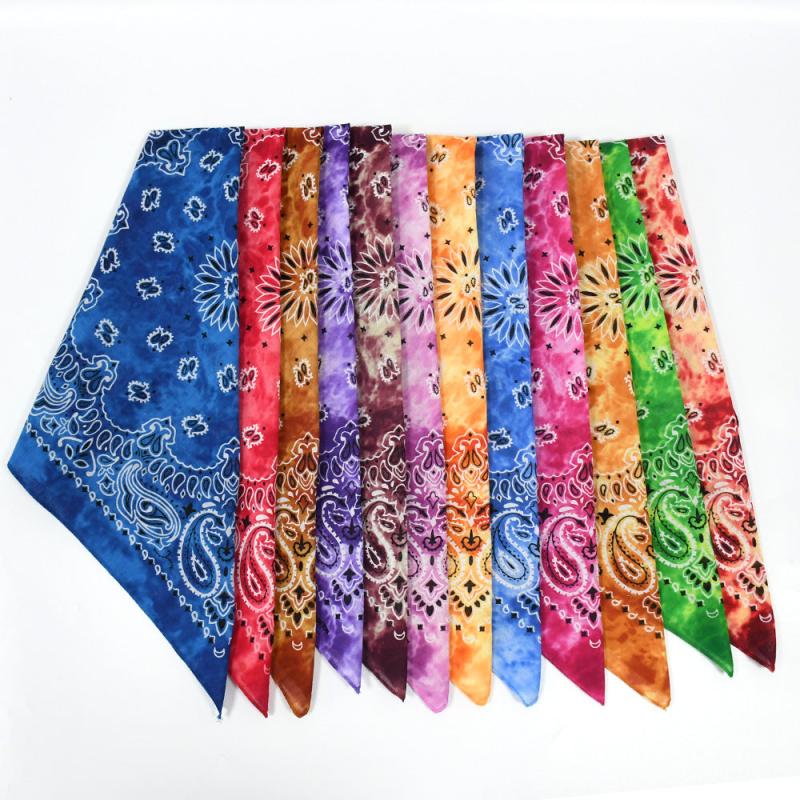 Paisley Print Tie Dye Bandana Casual Square Scarf
