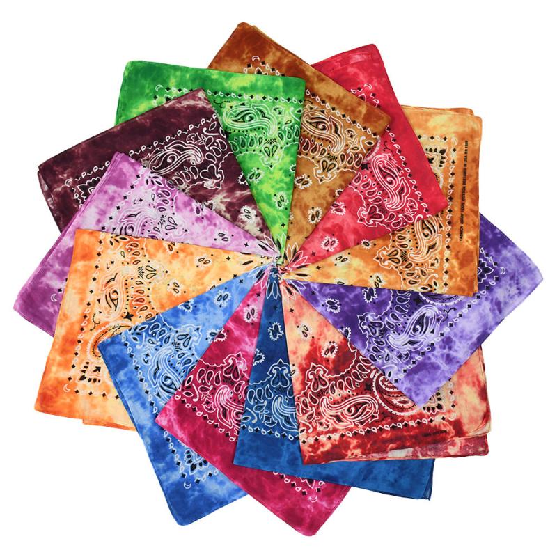 Paisley Print Tie Dye Bandana Casual Square Scarf
